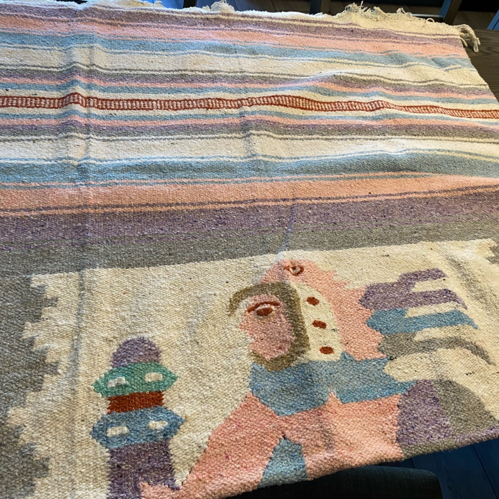 Colorful Woven Tapestry with Stripes